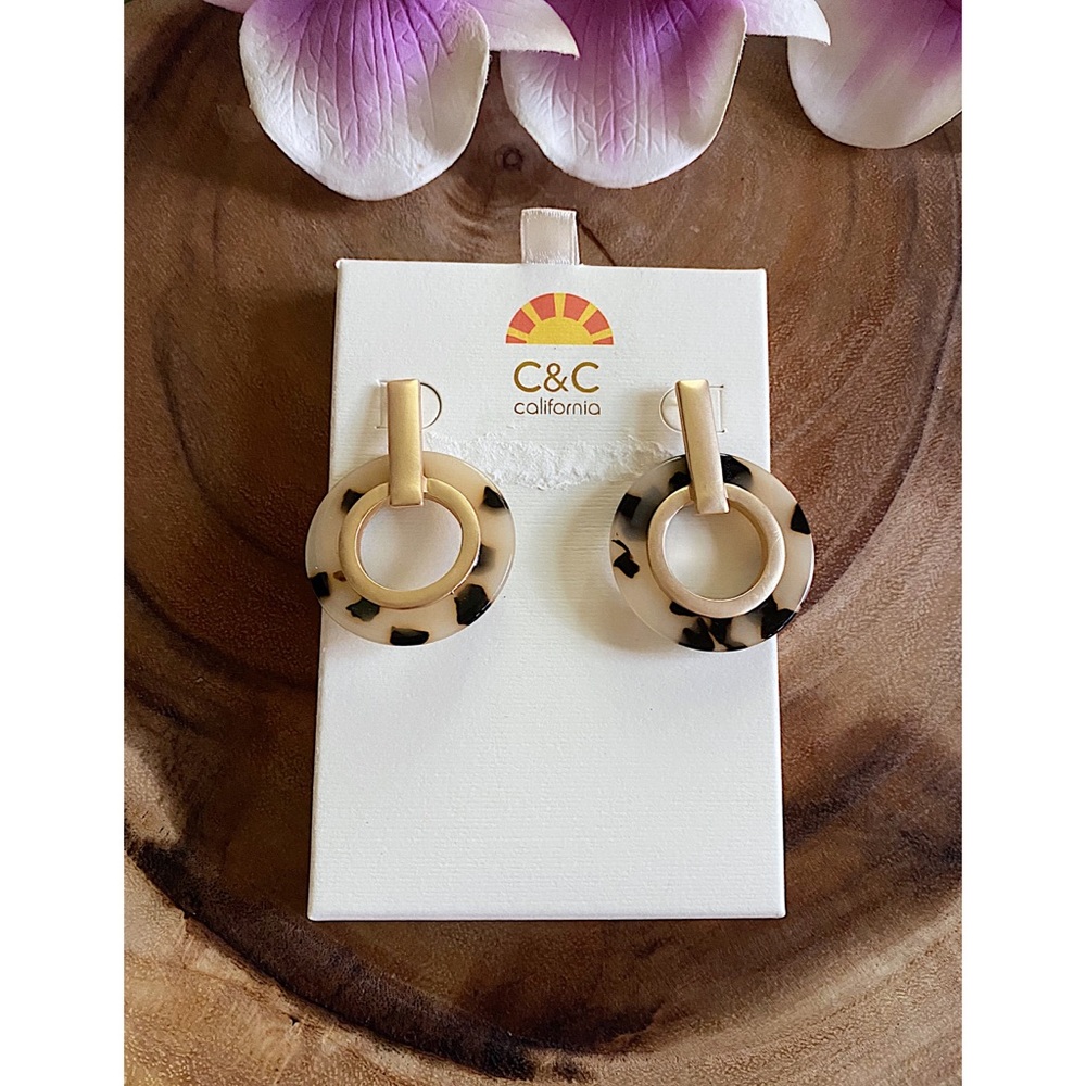 Nib C&C California Acrylic Tortoiseshell Earrings - image 3